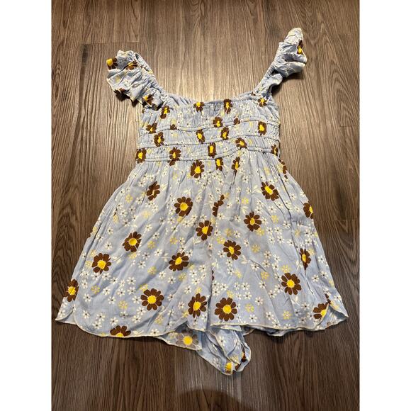 Urban Outfitters NWT Blue Boho Floral Rockaway Smocked Romper - Picture 8 of 8